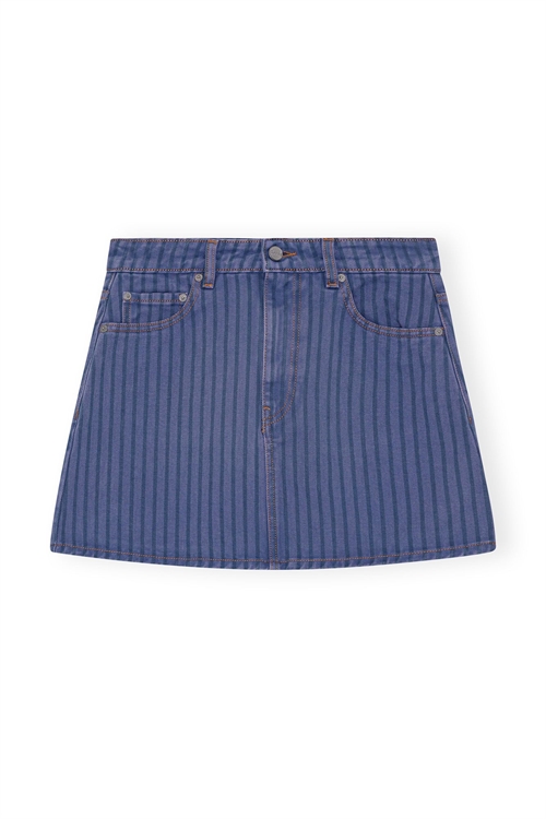 GANNI J1504 STRIP ÖVERFÄRGT DENIM MINIKJOL COUNTRY BLUE